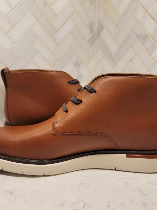 Allen Edmonds Cognac Leather Chukka Boots with White Sole
